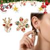 Cute Elk Holiday Studs 1 Pair Christmas Stud Earrings, Sparkling Faux Crystal Antlers Dainty Winter Earrings And Snowflake Colorful Rhinestone Jewelry