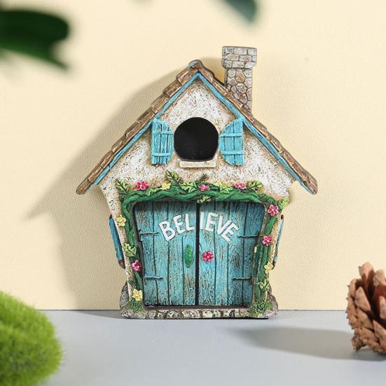 Fairy Door Ručně vyráběné realistické zimostrázové miniaturní dřevěné elfí dvířka Gate Garden Decor Home Decor