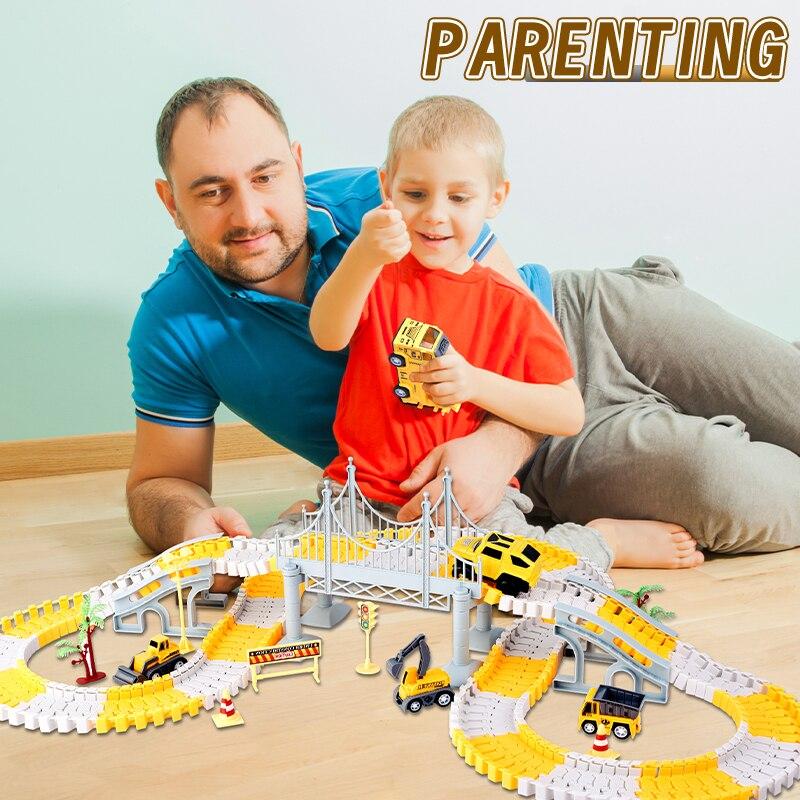 Kids Electric Track Toy Engineering Minin Car Set Puzzle Boy Toys Track Car Train Toys For Children Birthday Christmas Gifts