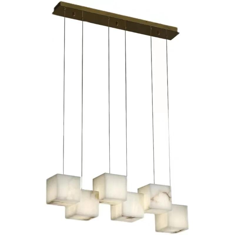 White Noble Luxury Marble Cube LED Home Pendant Light Ceiling Lamps Hanging Chandelier Lighting Lights Dinning Table Lamp