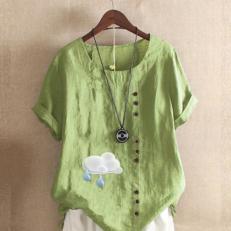 

Женская модная футболка с круглым вырезом и коротким рукавом с принтом облаков, повседневная рубашка из хлопка и льна с графическим принтом, свободная летняя блузка для отдыха, топы 5XL зелёный