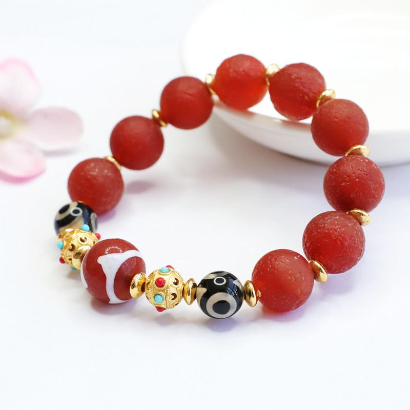 2026 Huya Tibet Beads Old Materials Red Agate Bracelet Chalcedony Factory Live Delivery S2040412
