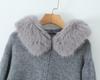 Women's Hooded Knit Cardigan with Fur Collar, Slim Fit, Short Loose Sweater for Autumn/Winter