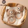1Pc Crochet Animal Bear Rattle Toy Soother Bracelet Wooden Teether Ring Baby Product Mobile Pram Crib Wooden Toys Newborn Gifts