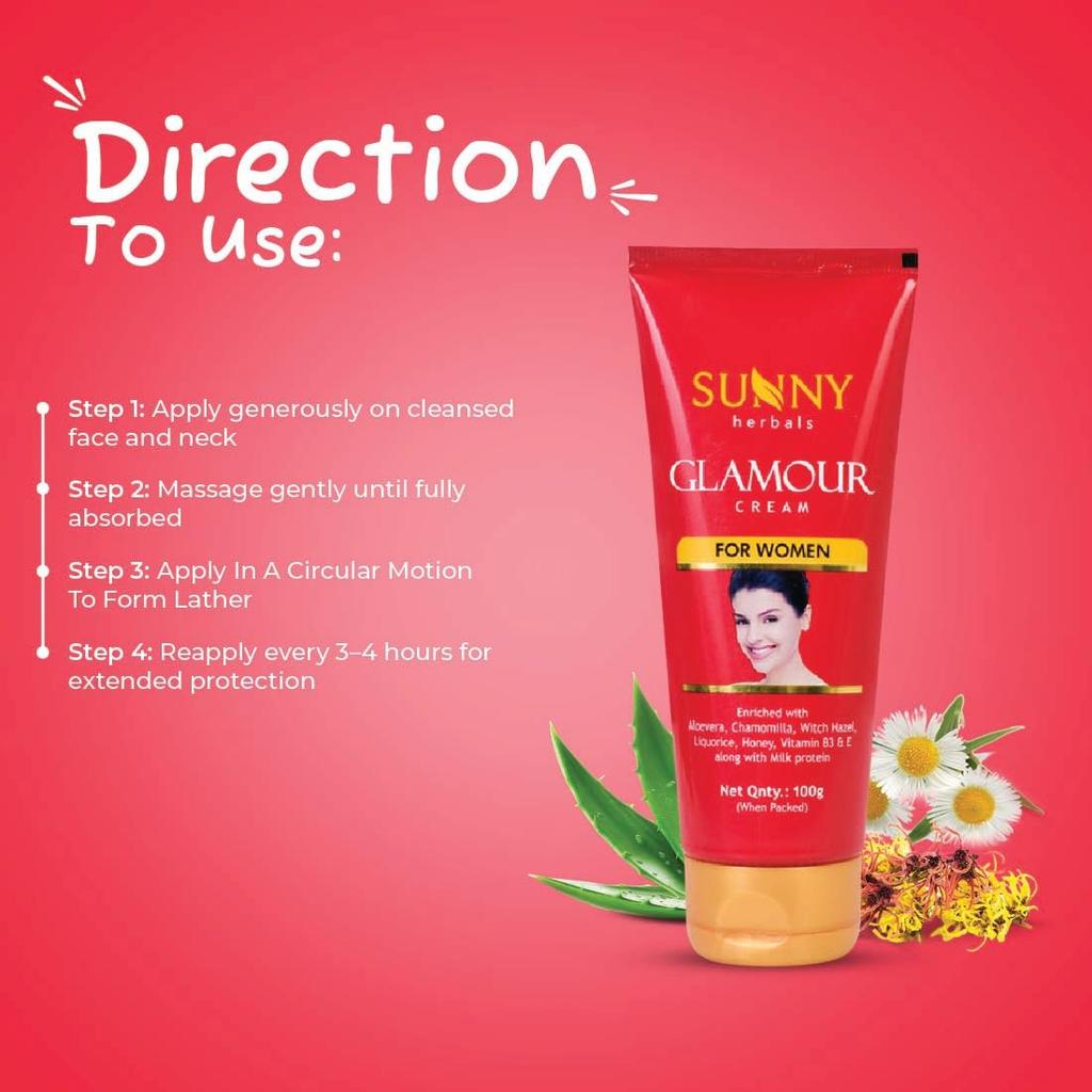 Sunny Herbals Glamour Cream 100 Gm | Brighten Skin, Even Tone, Reduce Dark Spots & Revive Skin Naturally