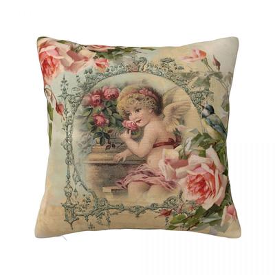 Viktorianischer Engel Weihnachts-Kissenbezug Weicher Stoff Kissenbezug Deko Kissenbezug Sofa Reißverschluss 40X40cm