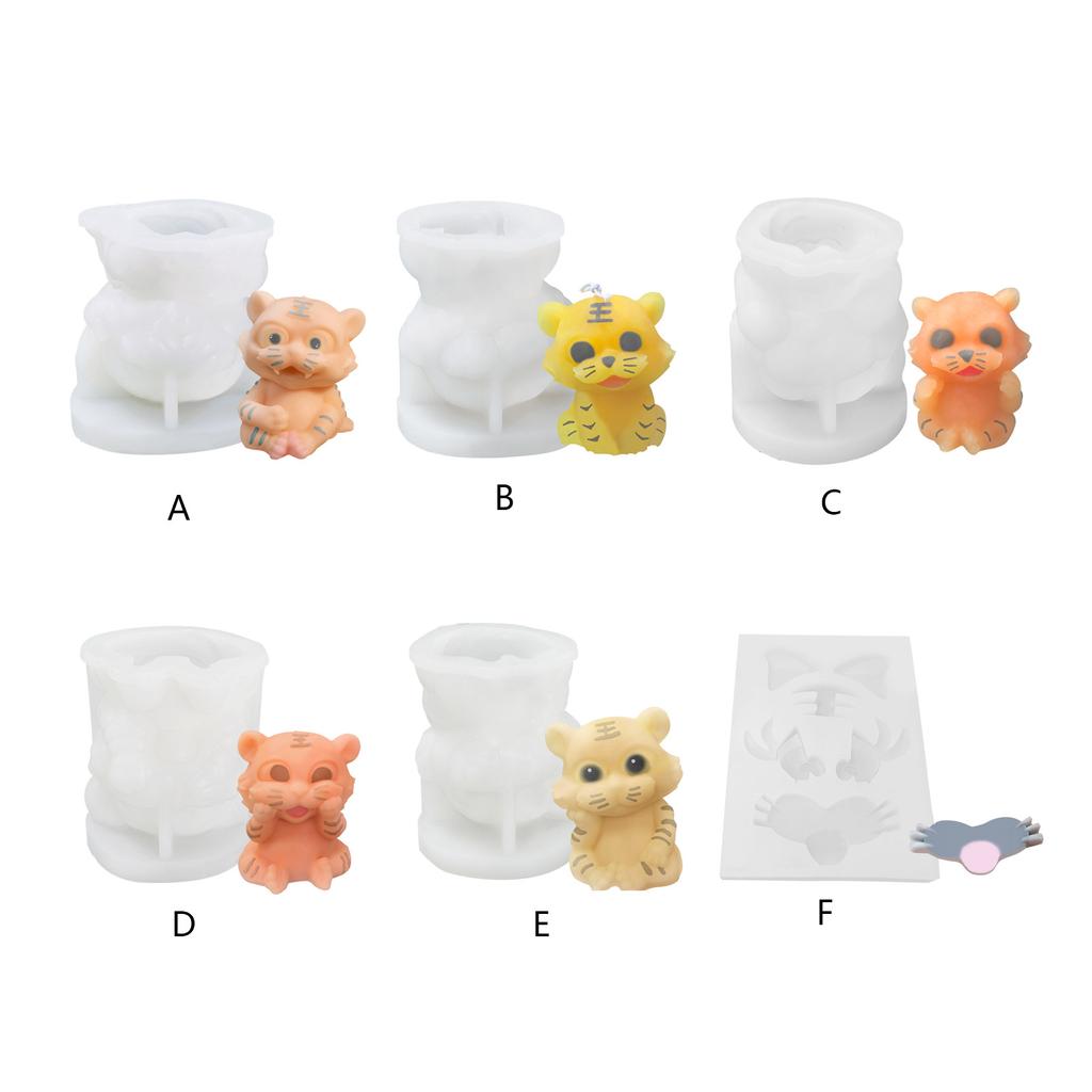 3D süße Tiger Silikonform DIY Tiger Form Eiswürfelform für kreative Kerze Fondant Kuchenform Tier Eis Gitter Moul