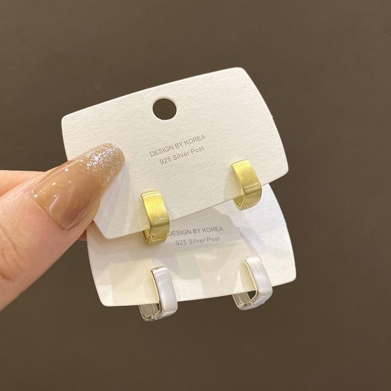 Unique And Trendy Geometric Copper Earrings With Sandblasted Finish