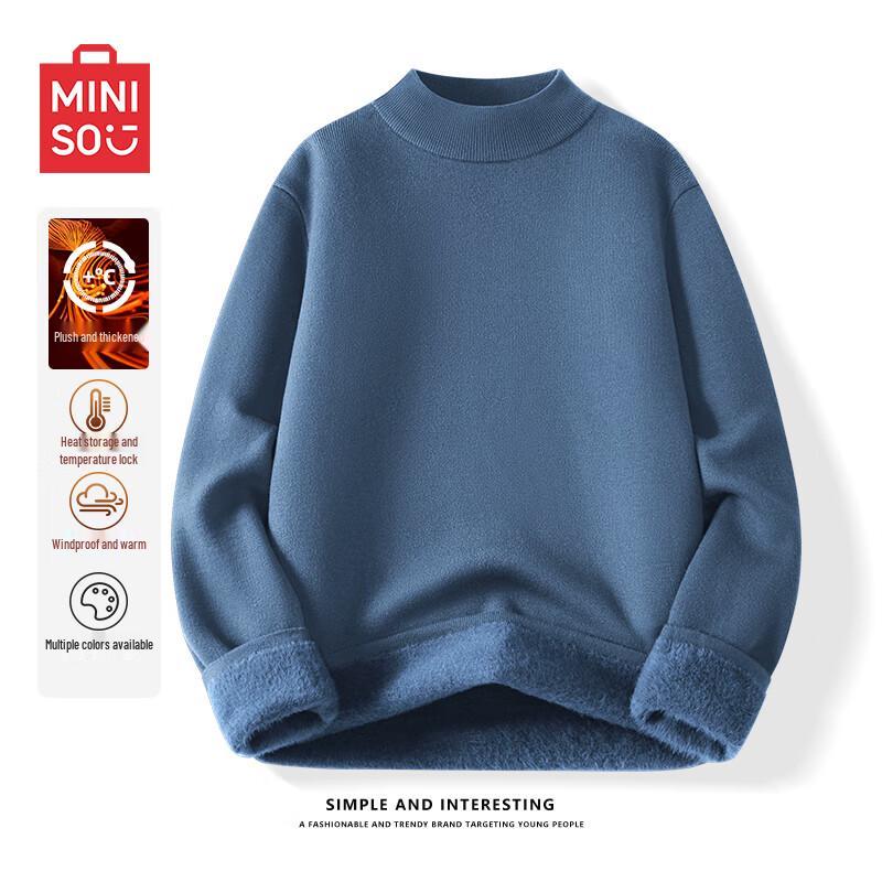 

MINISO Men s Fleece Lined Semi-High Collar Pullover Sweater 2XL