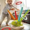Spinning Dinosaur Jump Toy 3-in-1 Ring Toss Jumping Game with Adjustable Speed Rotating Pole Rocket Launcher Kids Indoor Outdoor Play Sports Toy
