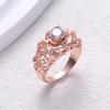 Huajie Romantic Women's Rose Flower Shape Brilliant Zircon Rings Hollow Elegant Banquet Female  Trend