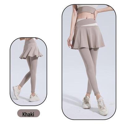 Women's High-Waist Yoga Leggings with Skirt Overlay