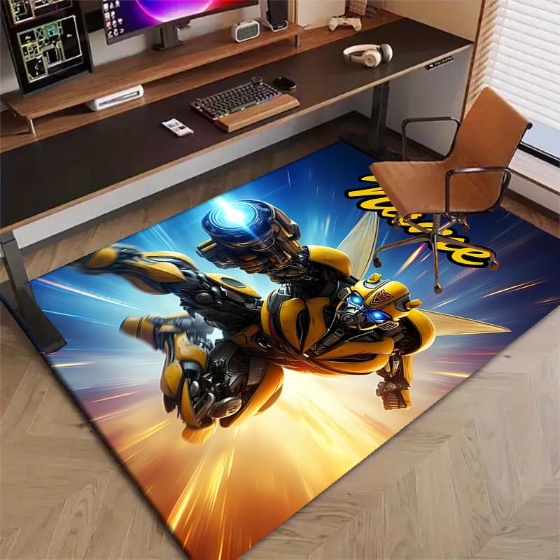Custom Bumblebee Mat Personalized Name, Polyester Washable Indoor Entryway Rug, Gift for Christmas, Easter, Thanksgiving Day