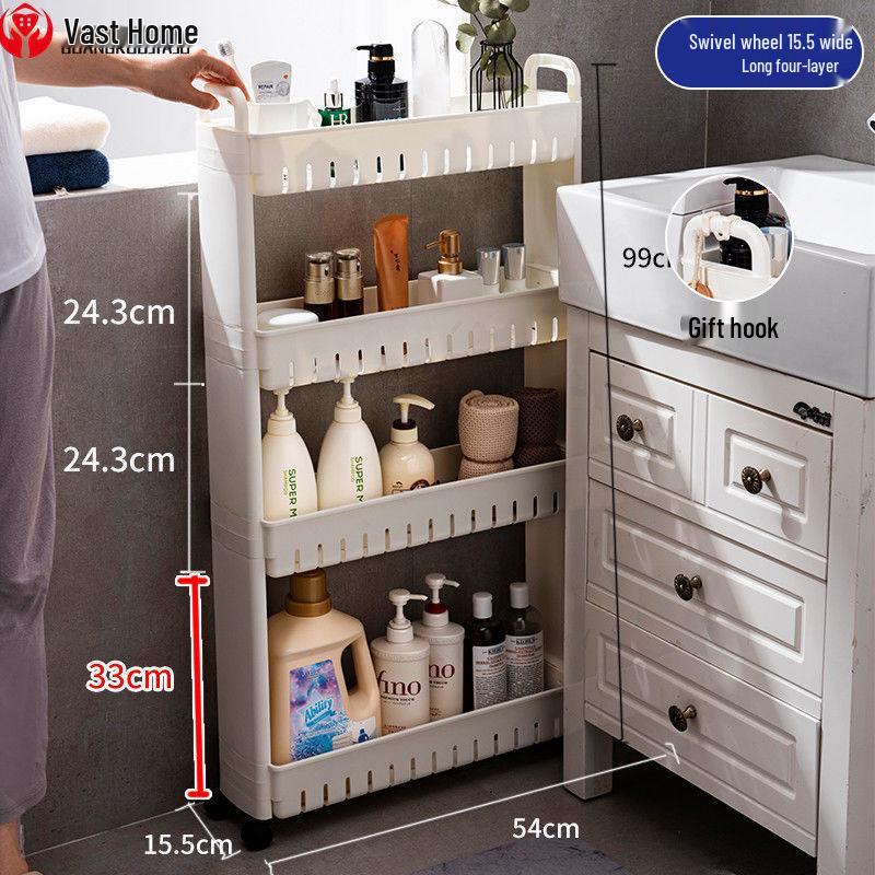 Ultra-Narrow 10CM Storage Rack with Wheels for Kitchen, Bathroom, Refrigerator Gap, and Living Room. Floor-Standing Cart.