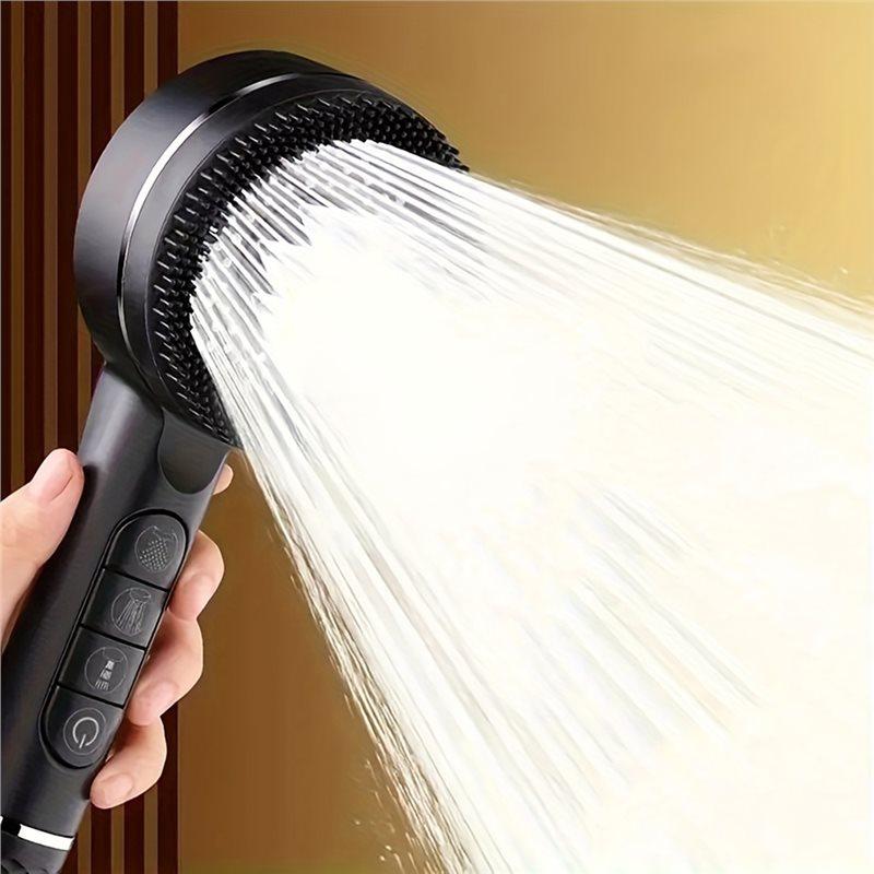A58Z Self-Cleaning 4 Modes Shower Head With Integrated Silicone Brush One-Key Stop Water Massage High Pressure Showerhead Filter