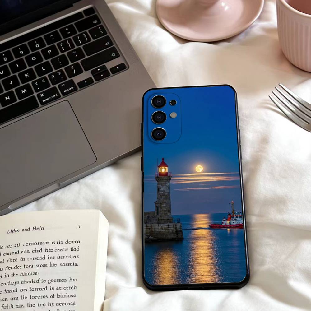 Lighthouse  Phone Case For Samsung S25,24,23,22,30,21,10,9,Ultra,Plus,Lite,FE,4,5 G Soft Black Case
