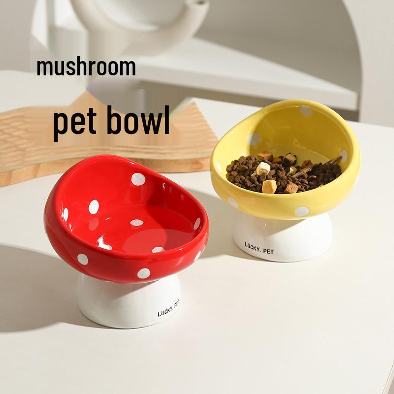 Ceramic Cat Bowl for Food & Water, Protects Cervical Vertebrae, Pet Feeding Basin for Cats & Dogs