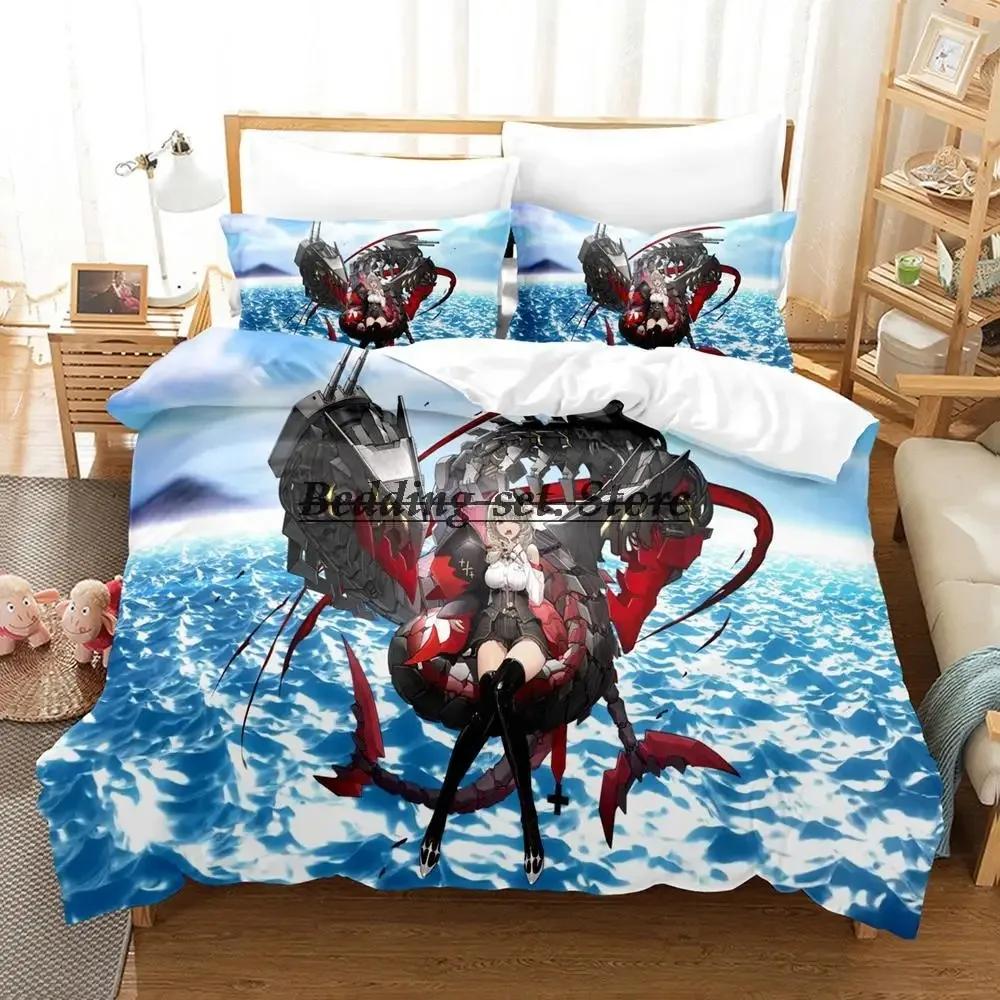 Azur Lane Bettwäsche Set Einzelbett Twin Full Queen King Size Bettset Aldult Kind Schlafzimmer Bettdeckenbezug Sets 3D Druck Anime Bettlaken Set