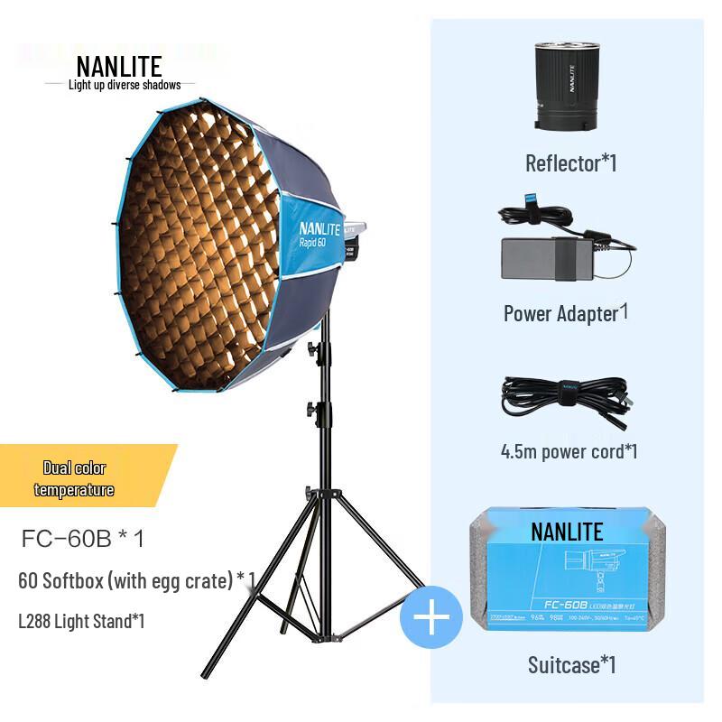 NANLITE FC-60B/120B Bi-Color LED Photography Light Kit