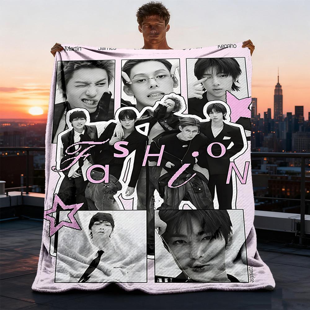 1pc Cortis, K pop Outdoor Personalized Flannel Blanket, Soft, Lightweight Personalized Flannel Blanket, Digital Printing,