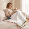Handmade Crochet Floral Bouquet Blanket Soft and Lightweight Throw with Decorative Edging for Home Use and Seasonal Decoration