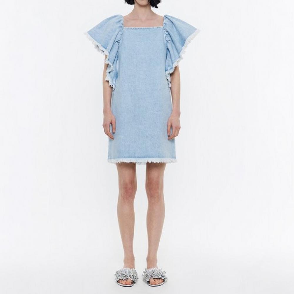 Bimba Y Lola Light Blue Denim Ruffle Dress B245awo006blb Blue/XS