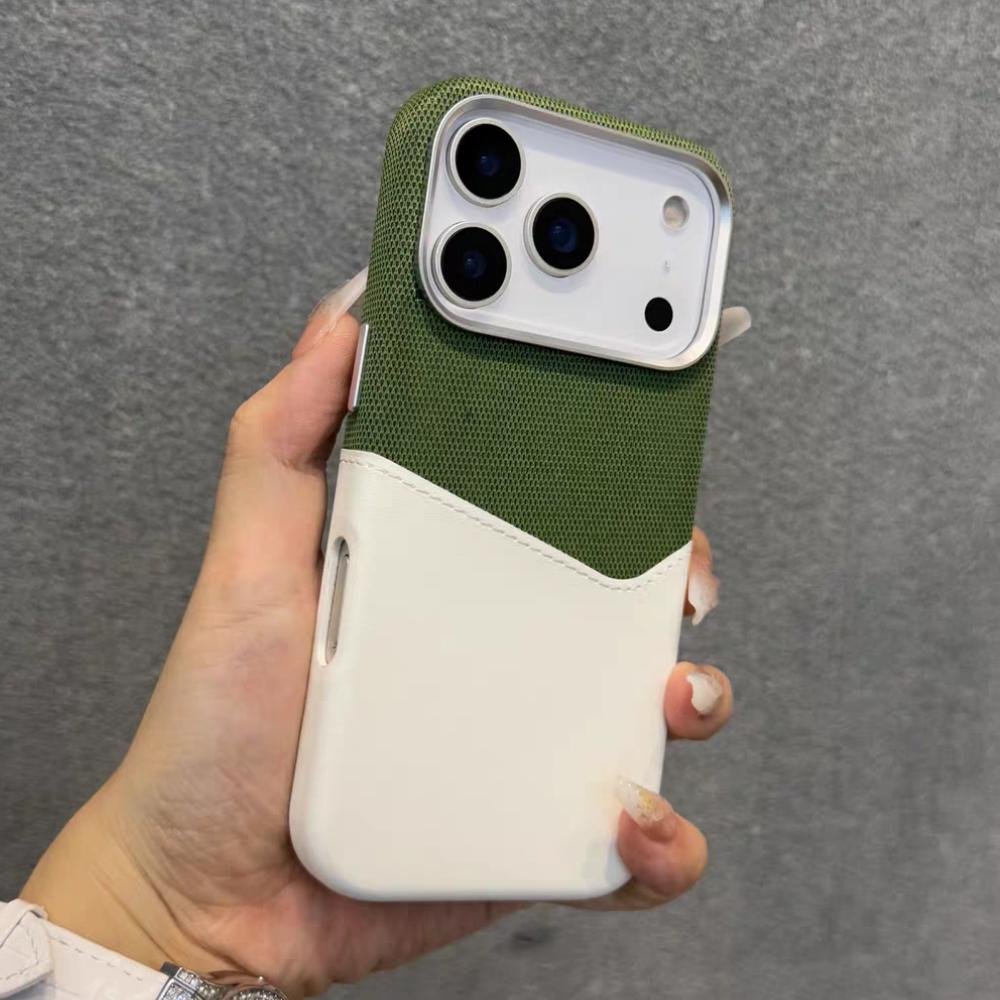 Leather and Fabric Splicing Texture Card Insertion Magnetic Case for iPhone 17 Pro Max Air 16 Plus 15 14 13 12 for Magsafe Cases