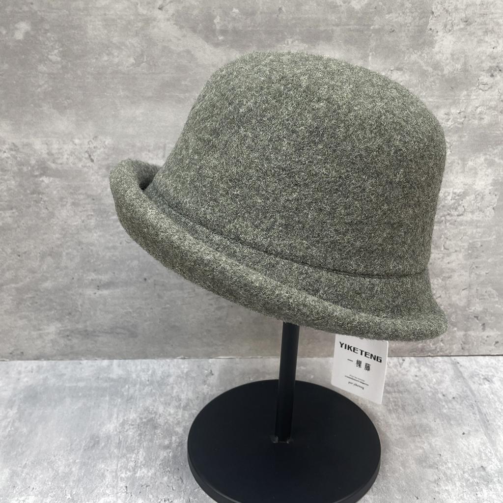 Half-Flanged Design Wool Fisherman'S Hat Children'S Top Hat Retro Bucket Hat Thick Bucket Hat