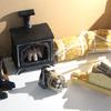 Dollhouse Winter Scene Set: Mini Straw Bag, Wooden Matchbox, Small Cart, Lightable Fireplace