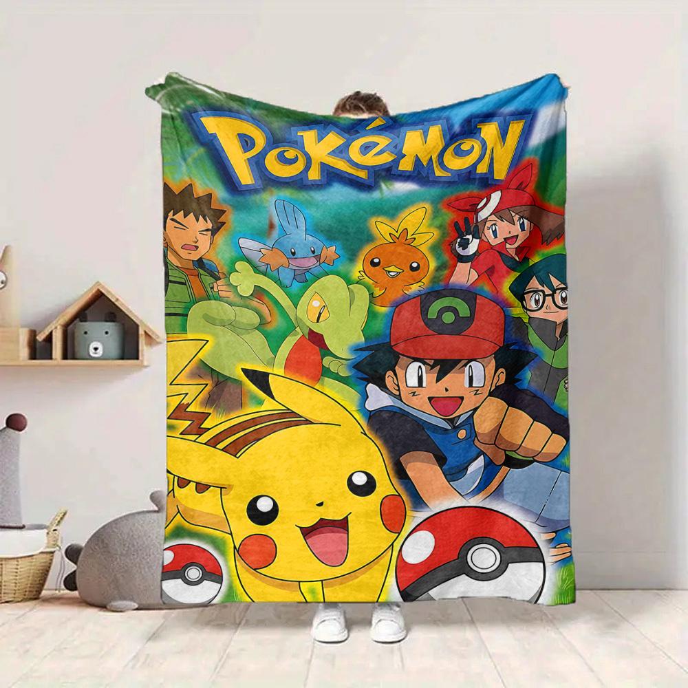 1 ud. Manta Acogedora con Estampado de Personajes de Pokémon Manta Ligera y Cálida de Franela para Sofá, Cama, Sala de Estar