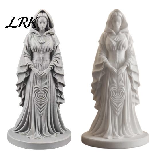 Creative Witch Figurine 3D Printed Statue, European Style Mysterious with Fine Elegant Sculpture Texture & Stable Base, Compact Desktop Ornament