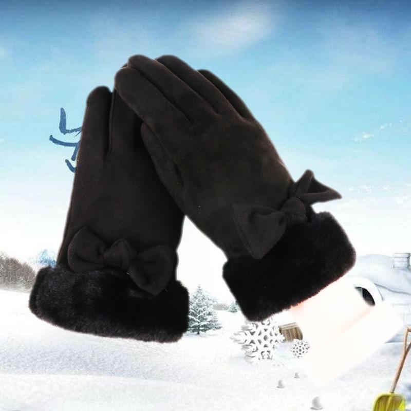 Warm gloves Suede women's students cute outdoor riding fleece thickened cold-proof autumn and winter gloves