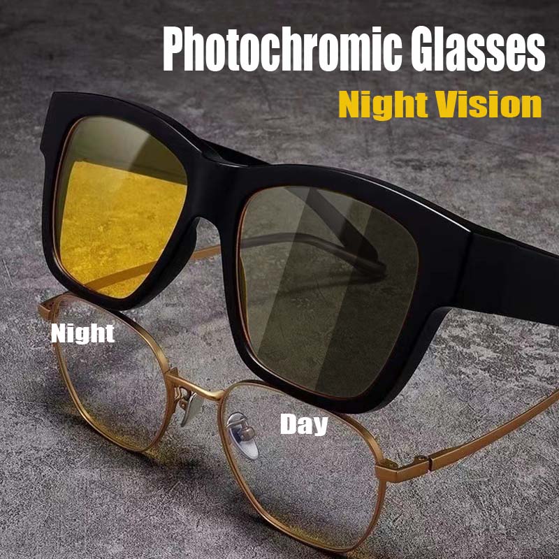Pochromic Night Vision Glasses Goggles Shaeds for Men Women Night Driving Fit Over Glasses UV Protection Sunglasses