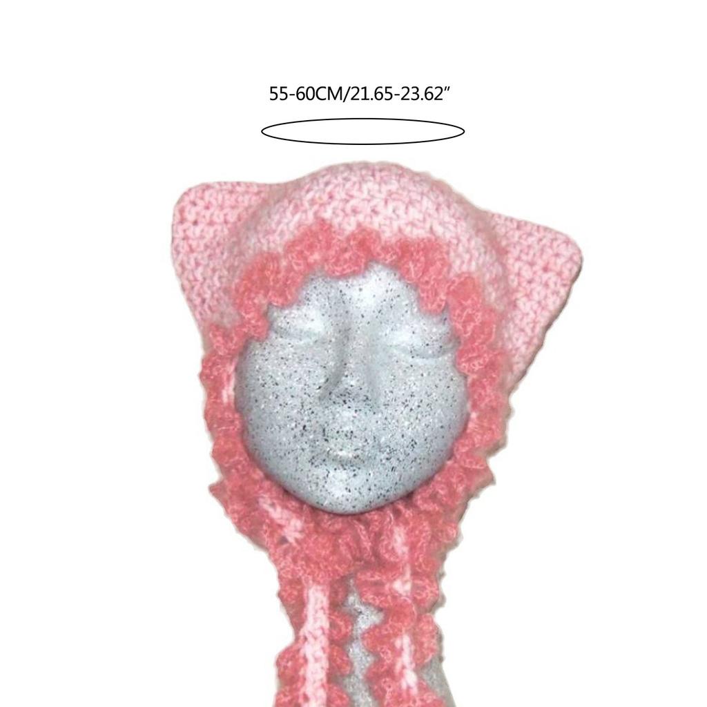 Lace Knitted Beanie Hat Teens Cat Ear Halloween Unique Horn Beanie Hat Costume Party Cosplay Horn Party Hat