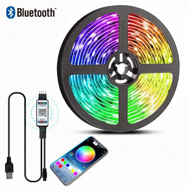 פסי בלוטות' LED SMD5050 בקרת טלפון תאורת קרח ניאון עם מנורת 24 מפתחות לקישוט חדר שינה טלוויזיה תאורת אחורית DC5V עיצוב חדר