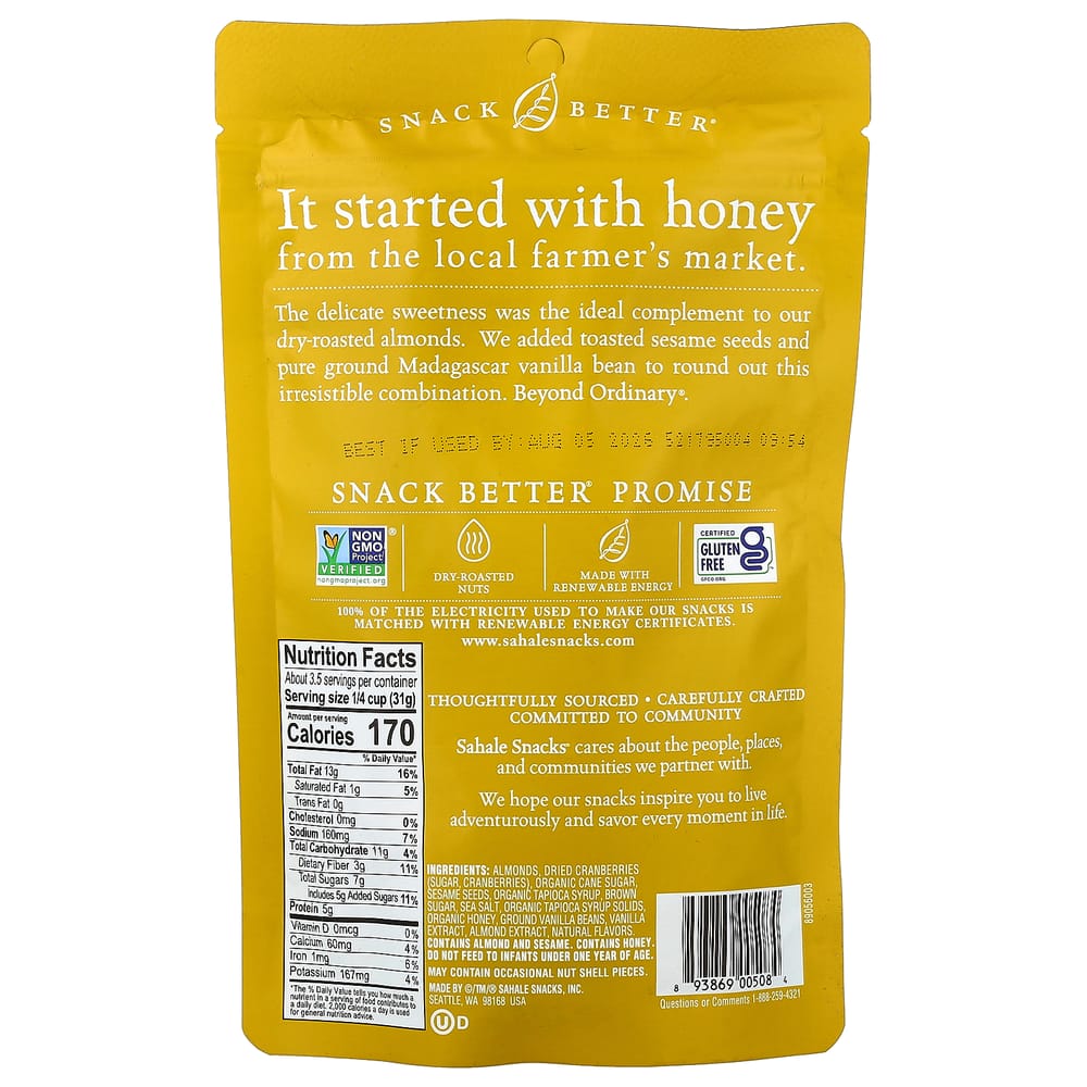 Sahale Snacks Glazed Mix Medové mandle, 113 g (4 unce)