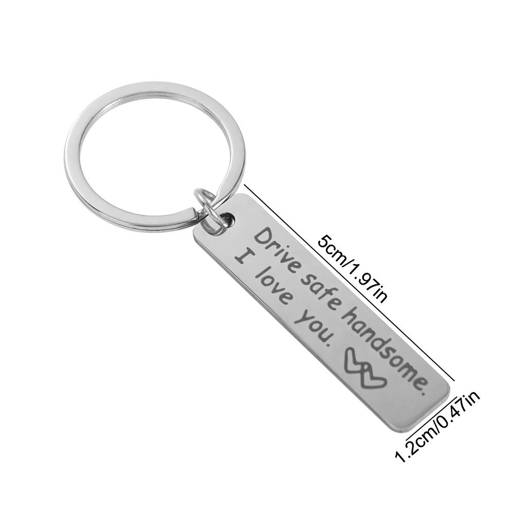 Stainless Steel Drive Safe Keychain Letter Keychain  Gifts for Valentines Day