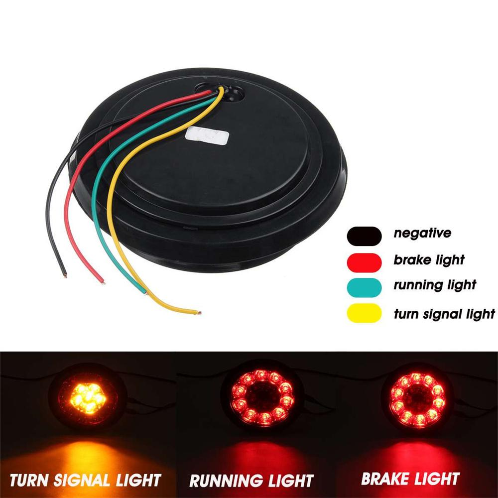 4PCS Round LED Trailer Tail Lights 16LEDs Waterproof Stop Brake Running Reverse Light for Truck
