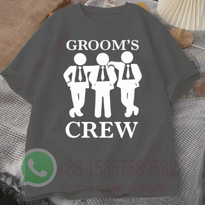 Groom Crew Tshirt Mens Tracksuit Cotton Casual Sportswear Crew Neck Pullover Short Sleeve Tops Breathable Summer Streetwear