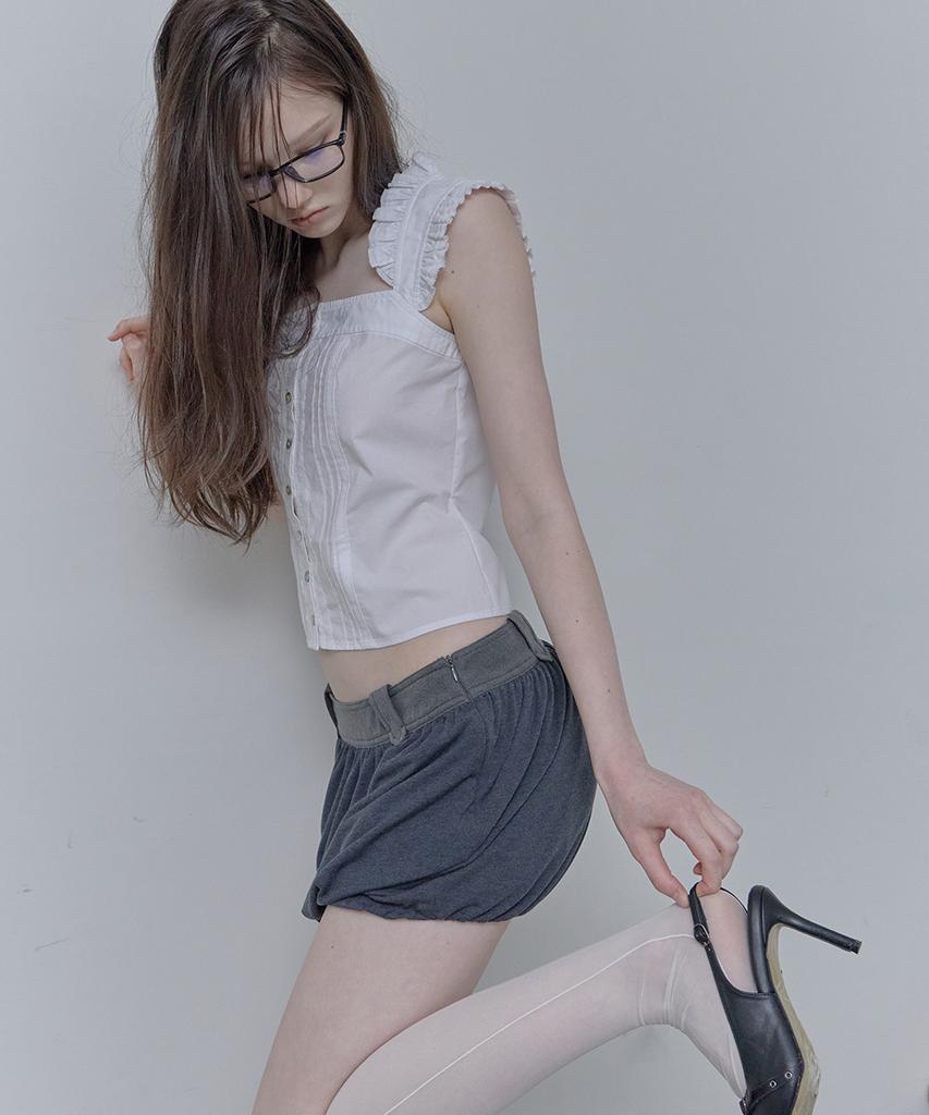 Pilse Curve Drape Mini Skirt, Dark Gray
