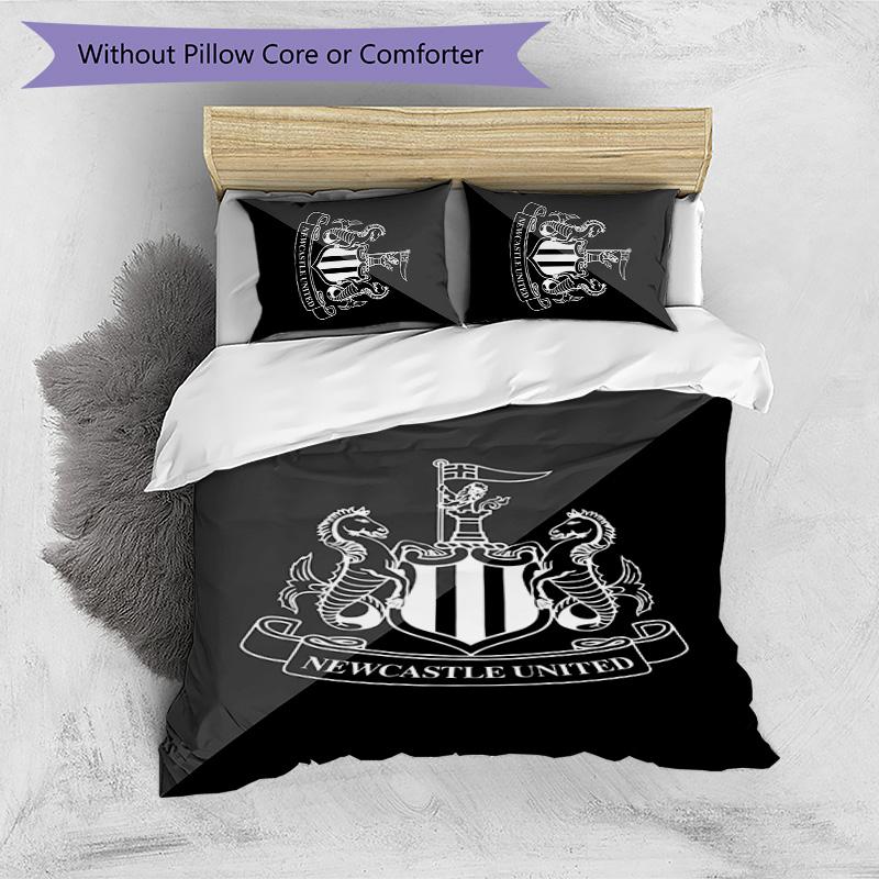 Set Lenzuola Stampato Newcastle United Football 3 Pezzi, Comodo Set Copripiumino per Camera da Letto Amico della Pelle
