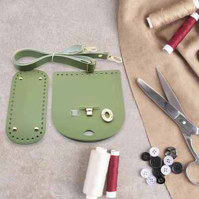 Handgemachte PU Leder Zubehör Schultergurt Tasche Bodenabdeckung Dreiteiliges Set Material DIY Häkelnadel Taschen