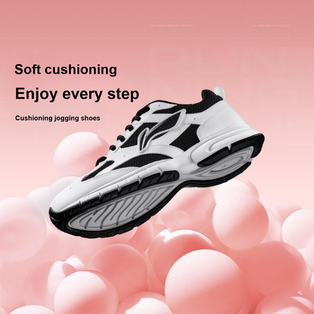 New LiNing Cushioning Slip Resistant Abrasion Resistant Breathable Low Top Running Shoes Women's White Black ARSU068-5