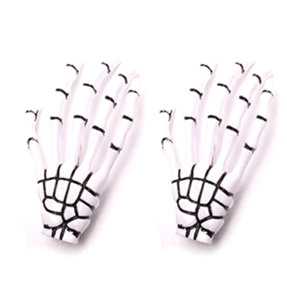 2PCS Women Harajuku Skull Skeleton Hand Hair Clip Bone Claw Hairpin Halloween Hair Accessories