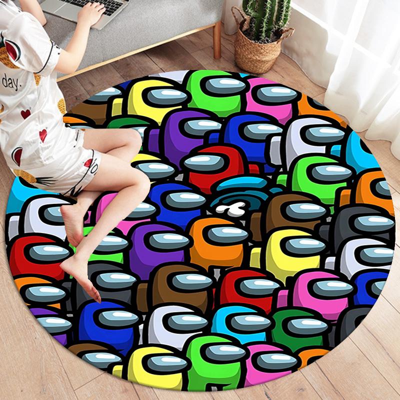 Among Us Round Area Rug,Carpet Rug for Living Room Bedroom Sofa Playroom Decor,Non-slip Floor Mat