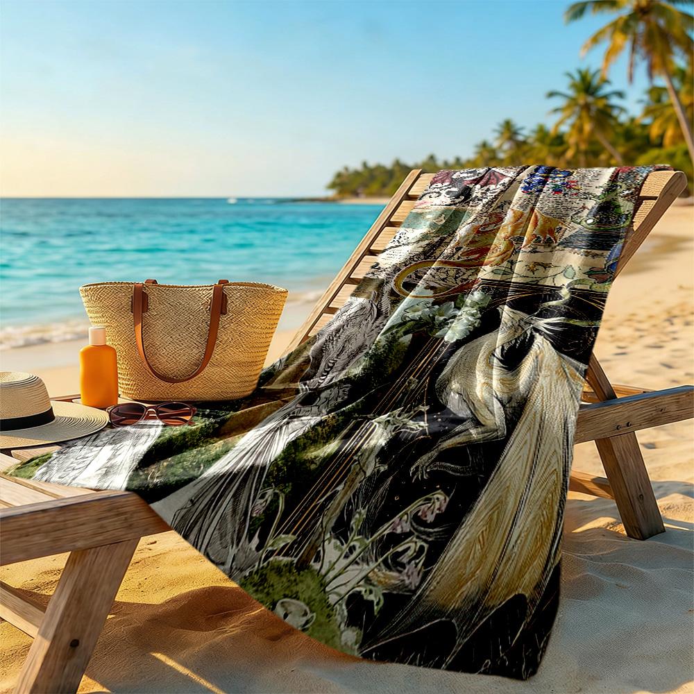 Gothic Style Beach Towel Quick-Dry Soft Microfiber Comfortable Lightweight
