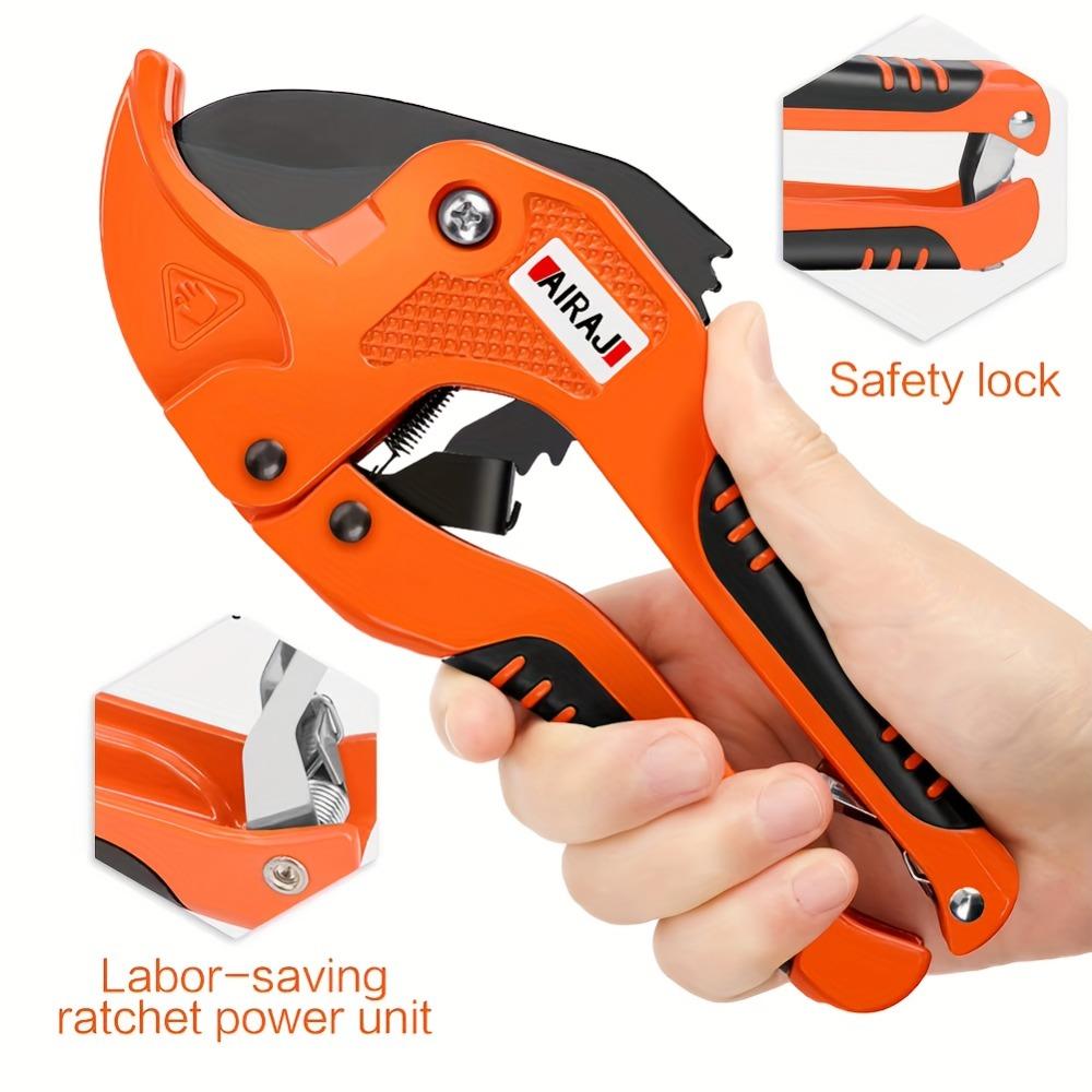 AIRAJ 8-inch Ratchet PVC Pipe Knife  PPR PEX PE Cutting Knife Hand Tool with Self-Locking Function Portable Storage SK5 Stainless Steel Blade