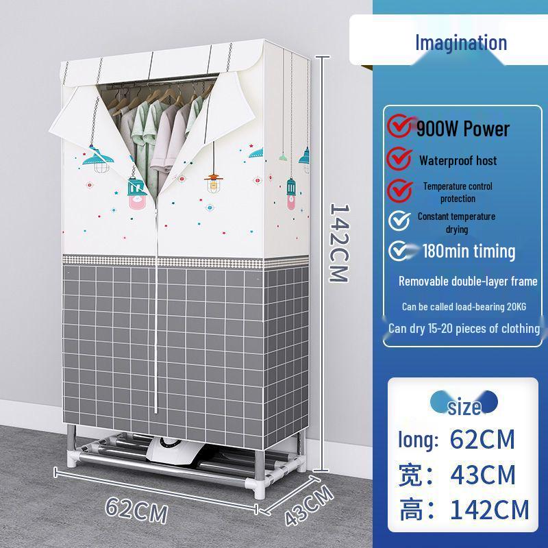 Compact Double-Layer Quick-Dry Clothes Dryer Wardrobe with Large Capacity for Rental Rooms