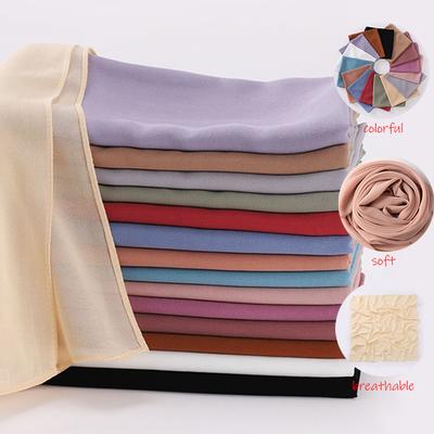Muslim Chiffon Hijab Scarf Solid Color Squane Head Wrap For Women Hijabs Scarves Jersey Hijabs Islamic Turban Headband Shawl