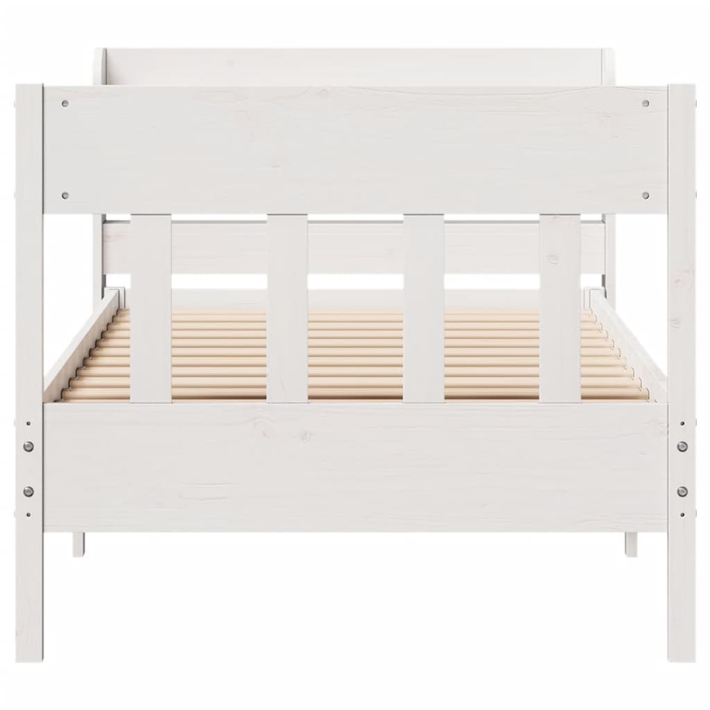 Vidaxl Bed Frame Without Mattress, White, 90X200 Cm, Solid Pine Wood